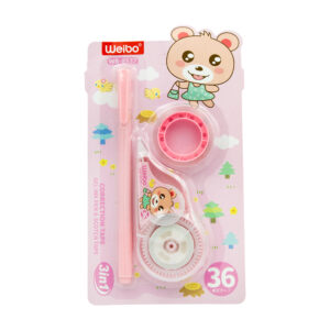 Blíster de papelería con 1 pluma, cinta adhesiva transparente y corrector ortográfico de tipo cinta, variedad de usos / weibo / wb-8537 / wj269-24