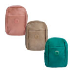 Mochila pequeña lisa con 4 compartimentos, tirantes blancos ajustables y placa