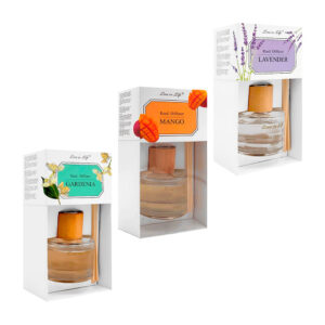 1pza Difusor de aroma grande con forma de frasco de vidrio, tapa de madera y varas de madera clara, variedad de aromas / 100ml / reed diffuser / love in life