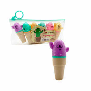 Paquete de 6 mini marcatextos, con estampado de carita y forma de cactus, variedad de colores / xyueh / xyh-3175