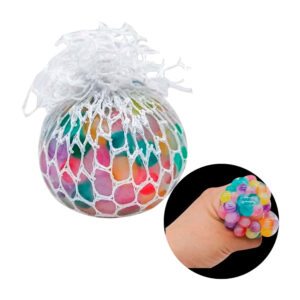 1pza Bola antiestrés con tela mallada y bolitas de hidrogel de colores, variedad de usos / y-d436-13
