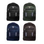 Mochila grande con 4 compartimentos, frente con 2 franjas en V y candado