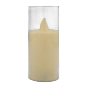 Lámpara pequeña tipo vela de plástico con luz led cálida, 9x3.5cm aprox / yy-2437