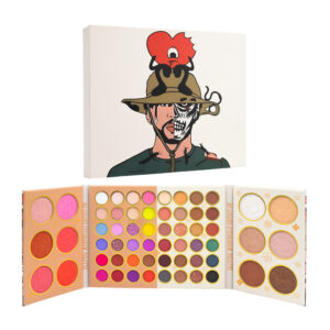 Paleta de sombras plegable con 48 sombras para ojos en tonos matte o con glitter, 6 rubores, 4 iluminadores, 2 contornos en polvo, estampado de conejo, variedad de colores / yy-3098 / paleta bad bunny