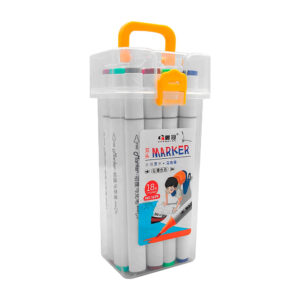 Estuche con 18 marcadores plumones chenguan de colores con doble punta / marker / 1699 / 869938