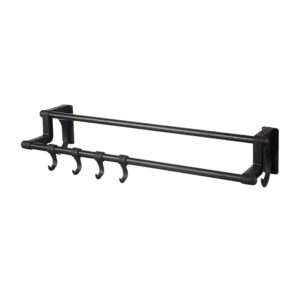 Toallero / organizador multifuncional de doble barra, 4 ganchos y adhesivos para la pared / multi functional shelf / ze-0918