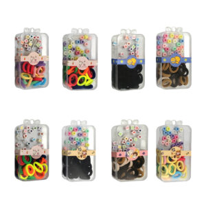 Estuche pequeño transparente con mini ligas para el cabello y bisuteria para hacer pulseras, variedad de colores / ay-505 / ps098 / shan yao / ay-506