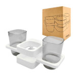 Organizador para cepillos, plegable con 2 vasos y 3 espacios para organizar, variedad de colores / ay-591