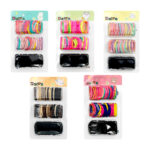 Blíster con mini ligas para el cabello, lisas, onduladas o corrugadas en colores surtidos / weiya / blíster con 3 separaciones de ligas / ay-618 / 107578