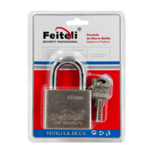 Candado de hierro solido de 60 mm con gancho medio anticorrosión, uso rudo con seguridad alta + juego de llaves / b260 / b-260