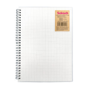 Cuaderno con portada transparente, doble espiral metálico, cuadro chico