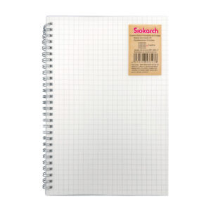 Cuaderno con portada transparente, doble espiral metálico, cuadro grande
