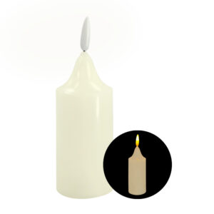 1pza Vela de plástico grande con luz led cálida en forma de flama y cuerpo cilíndrico, 15x5 cm aprox / bt-2067-l