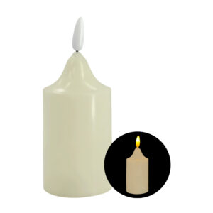1pza Vela de plástico mediana con luz led cálida en forma de flama y cuerpo cilíndrico, 12x5 cm aprox / bt-2067-m