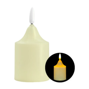 1pza Vela de plástico pequeña con luz led cálida en forma de flama y cuerpo cilíndrico, 10x5 cm aprox / bt-2067-s