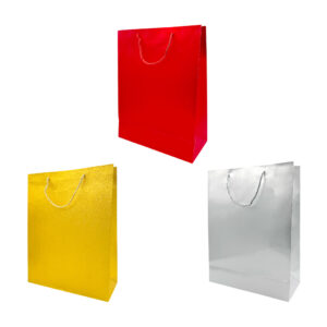 1pza Bolsa de regalo grande con asa trenzada, sin diseño, efecto metálico y brillantina, 31x40x12 cm aprox, variedad de colores / bt-2767-l