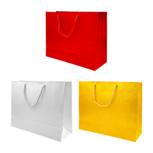 1pza Bolsa de regalo mediana con asa trenzada, sin diseño, efecto metálico y brillantina, 25x32x11 cm aprox, variedad de colores / bt-2767-m