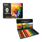 Estuche metálico con 36 lápices de acuarela, colores profesionales + pincel / c-998-50 / 36 water colored pencil / lapizazo