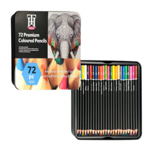 Estuche metálico con 72 lápices de colores profesionales de alta pigmentación y mina blanda / c-998-62 / 72 premium coloured pencils / hintung