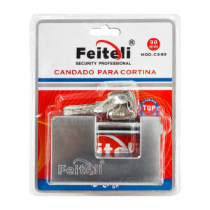 Candado para cortina, 90mm de acero anticorrosión para el uso rudo, nivel de seguridad alto + juego de llaves / c390 / c3-90