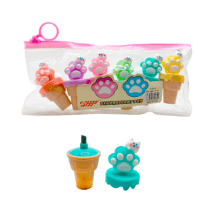 Estuche transparente con 6 mini marcatextos con forma de cono y figura de gatito y pata de gatito, variedad de colores / fluorescent pen / sy-661-a07 / c398