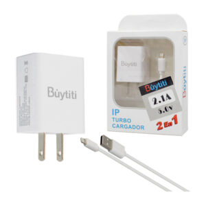 Cargador buytiti 2 en 1, cubo con puerto usb y cable usb-lightning, 10w