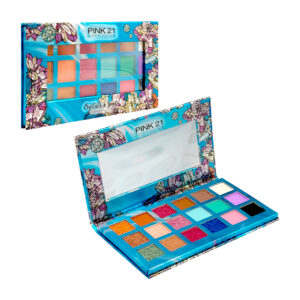 Paleta de sombras para ojos, compacto, con 18 tonos diferentes brillantes, mate y efecto glitter, variedad de tonos / cs2558 / crystals & gems / pink 21