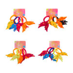 Blíster de 4 ligas para el cabello con decoración de alas y puntos, variedad de colores / f121 / f121a / rosana