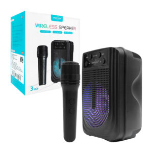 Bocina great nice de 3 pulgadas, cuadrada con diseño compacto, luz rgb, conexión bluetooth, usb, tf, auxiliar + micrófono pequeño inalámbrico, variedad de colores / gts-2158