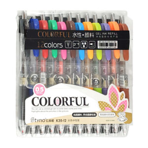 Paquete con 12 bolígrafos - plumas de gel retráctiles en diferentes colores con punta de 0.5mm, variedad de colores / hfy-12414 / k35-12 / colorful