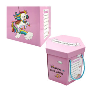 Set de arte - caja hexagonal con marcadores, lápices de colores, plumones, plumines, crayones y libro para colorear / hfy-12941 / inspire children