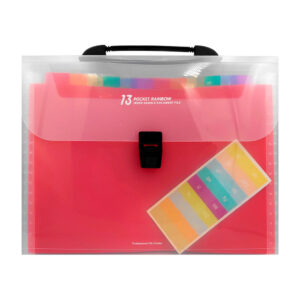 Folder - carpeta archivero con 13 espacios multicolores con etiquetas identificadoras, broche de seguridad, colores surtidos / hm-9330 / 13 pocket rainbow indew handle document file