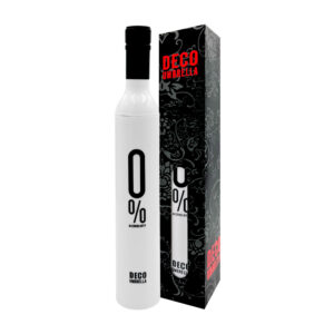 Paraguas - sombrilla de bolsillo mediana color liso con estuche en forma de botella y estampado 0% alcoholicity, variedad de colores / hy924 / deco umbrella