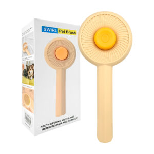 Cepillo redondo con cerdas duras para mascota, con mango de plástico y botón para remover pelo, variedad de colores / jr2330 / 2330 / swirl pet brush