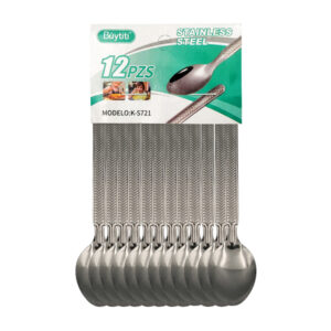 Paquete con 12 cucharas soperas de acero inoxidable, con diseño cuadriculado en el mango / k-s721 / cucharas buytiti