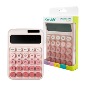 Calculadora karuida funcionamiento básico, teclas redondas, mecánicas, en color liso en degradado, pantalla digital amplia, funcionamiento solar, variedad de colores / karuida calculator solar / kk2220 / kk-2220