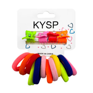 Blíster pequeño con 12 mini ligas para el cabello y 4 broches - pinzas en forma de maripoda, variedad de colores / kysp / f145