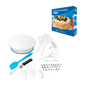 Plato giratorio para pasteles de 28 cm, con moldes y utensilios decorativos