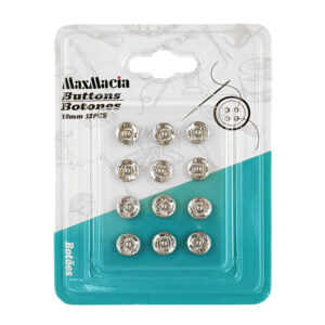 Blister de costura con 12 mini botones invisibles metálicos redondos, variedad de usos / maxmacia / buttons / 10mm