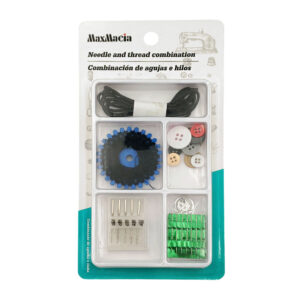 Kit de costura mediano con hilo, botones, agujas y resortes, variedad de usos / maxmacia / m21373