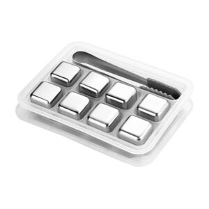 Blíster con 8 cubos metálicos para congelar, con pinzas pequeñas y estuche transparente, variedad de usos / n3-041