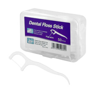 Estuche cuadrado transparente con 50 palillos de plástico con hilo dental, variedad de usos / dental floss stick / 50pcs / n3-044