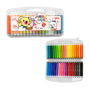 Estuche transparente de 36 marcadores, con mini sello trasero y cuerpo en forma de lápiz, variedad de colores / 36 colors / q-879 / qesefun