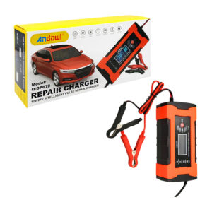 Cargador de batería andowl de pulso inteligente con 2 pinzas para auto, 12-24v / repair charger / q-dp672