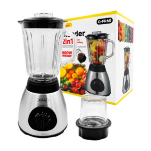 Licuadora de vidrio 2 en 1 andowl+ molinillo para frutos con cuchillas de acero inoxidable, 600w / blender 2in1 / q-fr60