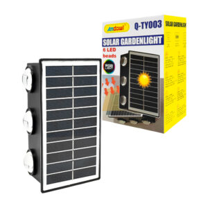 Lámpara de patio solar andowl con 6 leds rgb y panel solar con batería de 1200mah / q-ty003