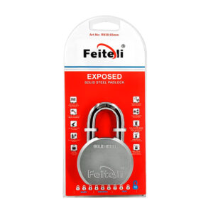 Candado de 65mm de acero inoxidable de gancho corto, nivel de seguridad alto, anticorrosión, resistente a corte, golpes o taladro + juego de llaves / r930.65 / r930.65mm