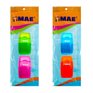 Paquete con 2 borradores grandes con sacapuntas mae, variedad de colores / sdg-2tbl
