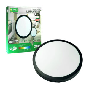 Luminario led redondo empotrable 24w, 6500k, 1700lm, marco negro, 280mm / s72w24