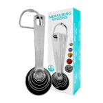 Blister con 6 cucharas medidoras, con gancho sujetador, cuerpo metálico y medida tallada, variedad de usos / measuring spoons / v2-100